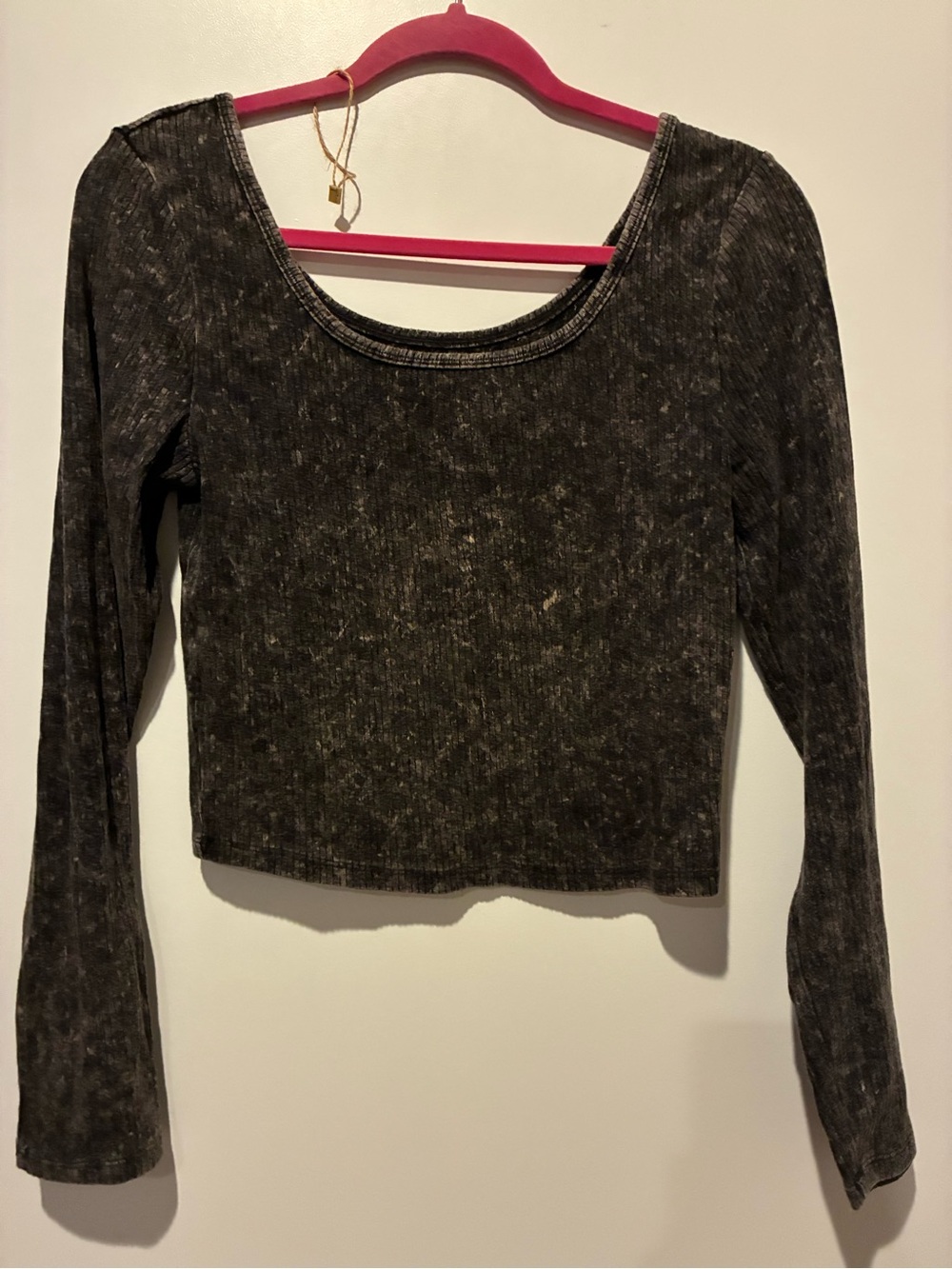 Wild Fable Mineral-Wash Ribbed Long Sleeve Crop Top